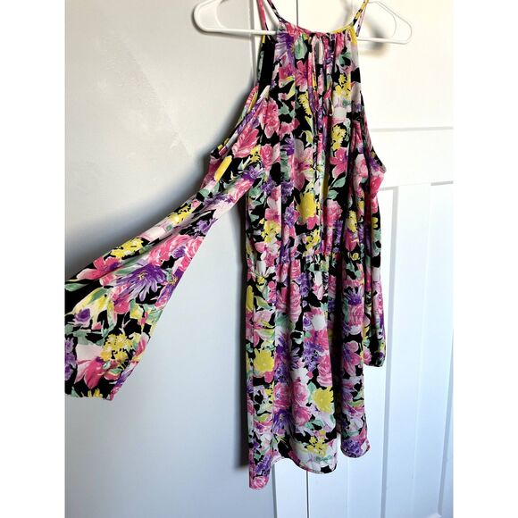 Charles Henry Cold Shoulder Dress Pink Floral Print Size Small Dress Tunic Small - Picture 5 of 7